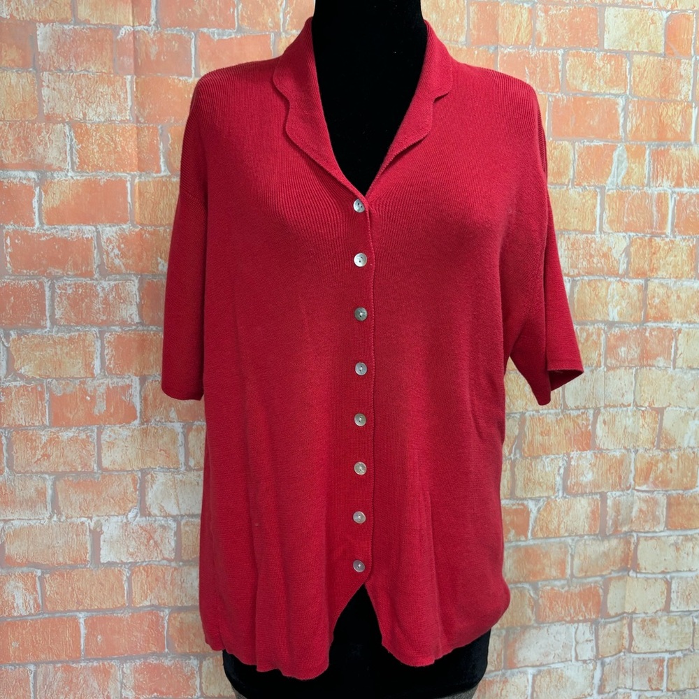 Victoria Sport Button Front Short‎ Sleeve Cardigan Sweater